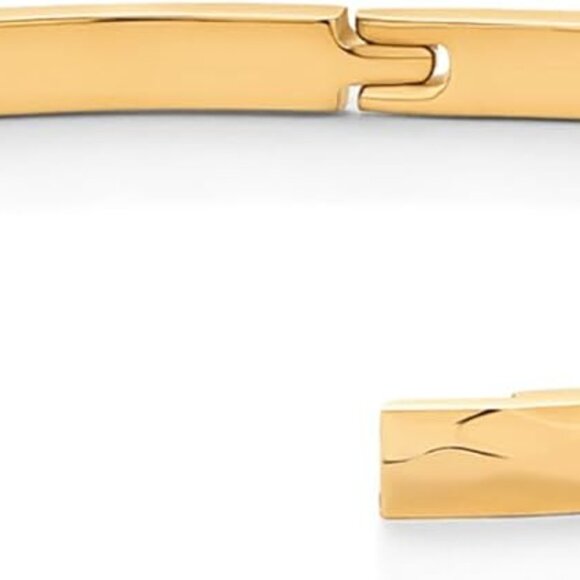 14K Gold Plated Waterproof Bangle for Women Beaded Hammered Hinge Bracelet - Picture 3 of 5